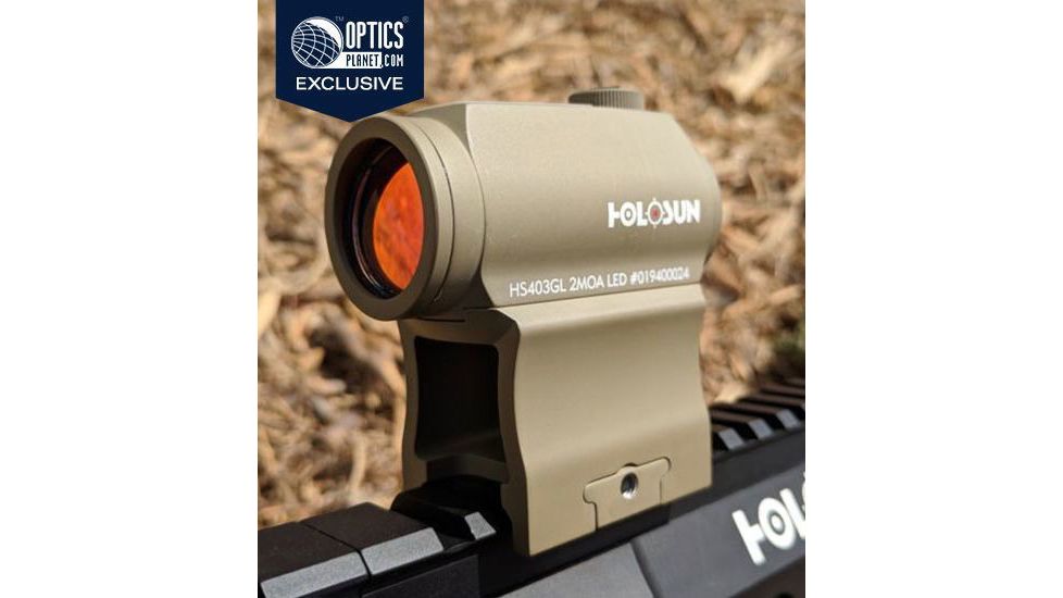 OpticsPlanet Exclusive Holosun 403GL 1x 2 MOA Aluminum Micro Red Dot Sight,Flat Dark Earth, HS403GL FDE
