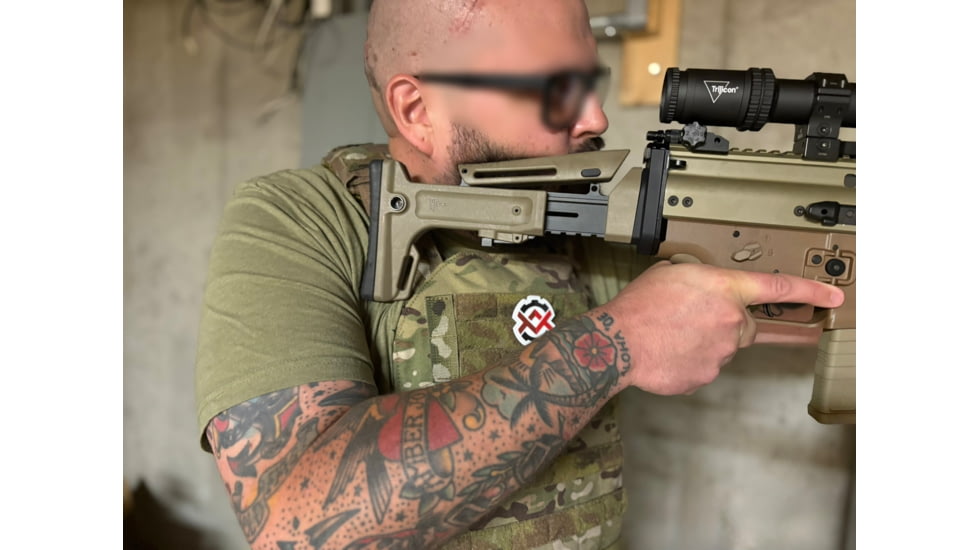 OpticsPlanet Exclusive Kinetic Development Group FN SCAR Folding Rifle Stock, Black, SCP5-MK2-201