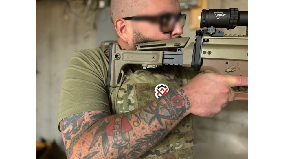 OpticsPlanet Exclusive Kinetic Development Group FN SCAR Folding Rifle Stock, Black, SCP5-MK2-201