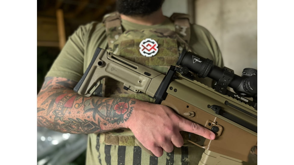 OpticsPlanet Exclusive Kinetic Development Group FN SCAR Folding Rifle Stock, Black, SCP5-MK2-201