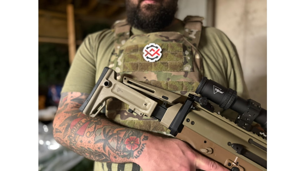 OpticsPlanet Exclusive Kinetic Development Group FN SCAR Folding Rifle Stock, Black, SCP5-MK2-201