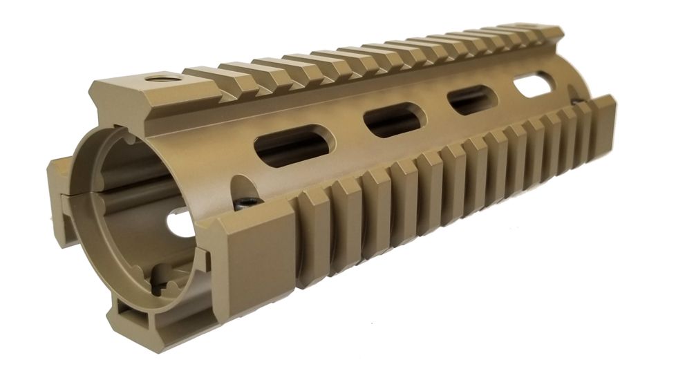 OpticsPlanet Exclusive M4 Cerakote Quad Rail Handguard, Carbine Length, Cerakote, Flat Dark Earth, NSN N, XOP-M4QRC