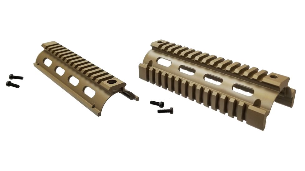 OpticsPlanet Exclusive M4 Cerakote Quad Rail Handguard, Carbine Length, Cerakote, Flat Dark Earth, NSN N, XOP-M4QRC