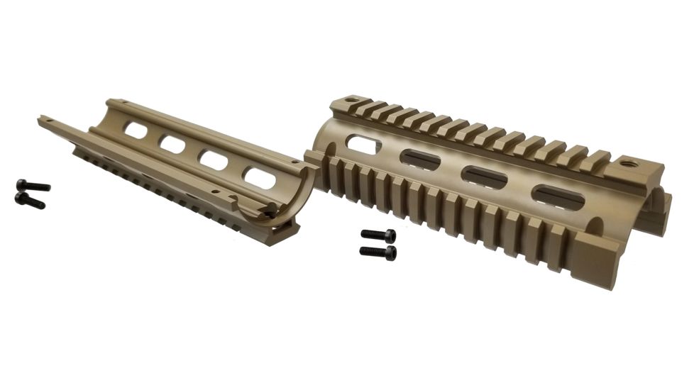 OpticsPlanet Exclusive M4 Cerakote Quad Rail Handguard, Carbine Length, Cerakote, Flat Dark Earth, NSN N, XOP-M4QRC