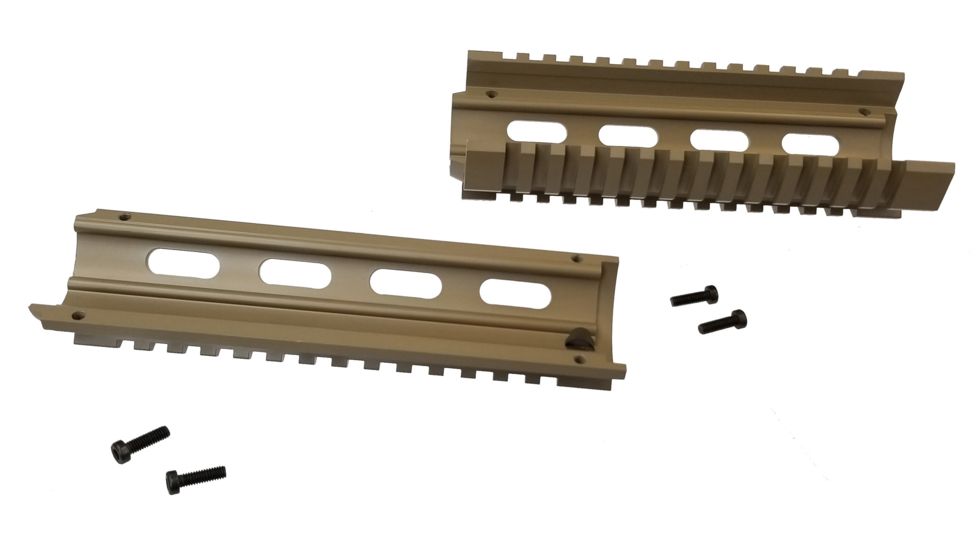 OpticsPlanet Exclusive M4 Cerakote Quad Rail Handguard, Carbine Length, Cerakote, Flat Dark Earth, NSN N, XOP-M4QRC