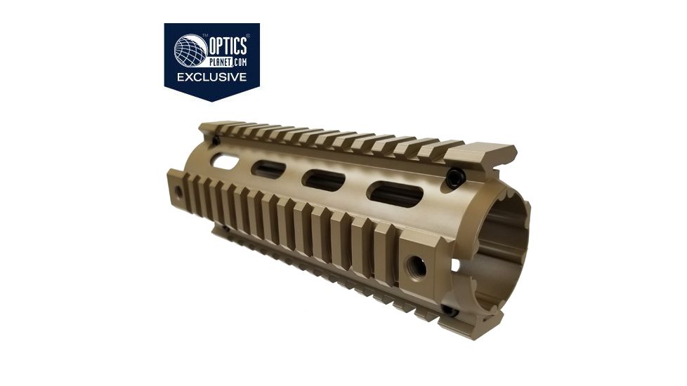 OpticsPlanet Exclusive M4 Cerakote Quad Rail Handguard, Carbine Length, Cerakote, Flat Dark Earth, NSN N, XOP-M4QRC, EDEMO1
