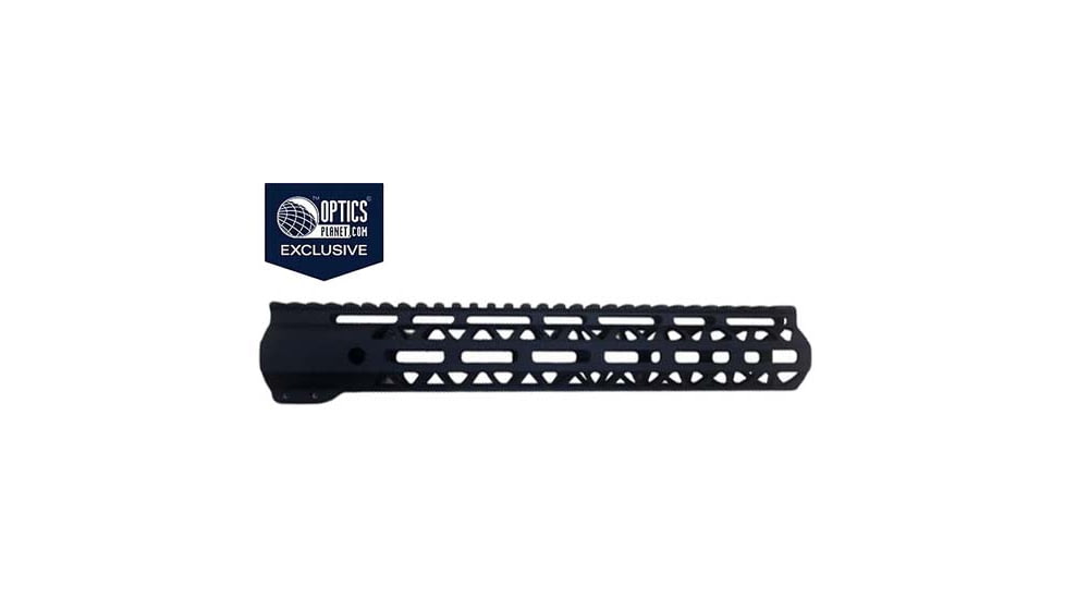 OpticsPlanet Exclusive Moriarti AR-15 12in M-LOK Diamond Cut Slim Profile Free Float Handguard, Black, MA15-US-12-DMD