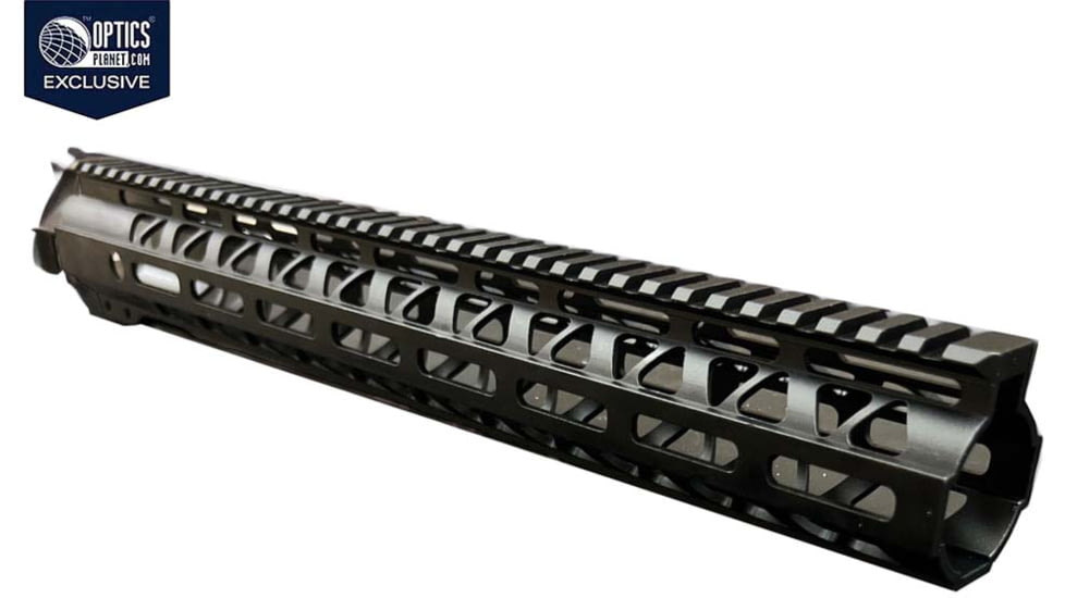 OpticsPlanet Exclusive Moriarti AR-15 15in M-LOK Diamond Cut Slim Profile Free Float Handguard, Black, MA15-US-15-DMD