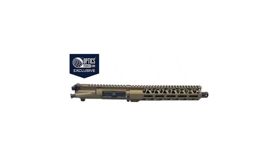 OpticsPlanet Exclusive Moriarti AR-9 Upper Receiver Assembly, 9mm Luger, 10.5in, M-LOK, 1-10 Twist, Diamond Cut Free-Float Handguard, A2 Flash Hider, Cerakote, Burnt Bronze, MAR-9MM-10-DMD-FH