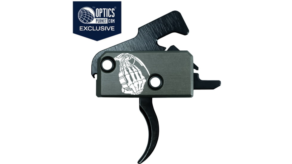 OpticsPlanet Exclusive RISE Armament Limited Edition Ranger Road Trigger with Anti-Walk Pins, Curved, Grey, RA-140-OP-RGR