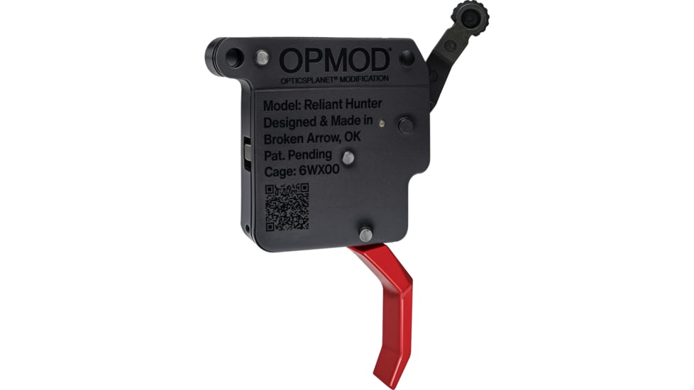 OpticsPlanet Exclusive Rise Armament OPMOD Reliant Hex-C Action Drop-in Rifle Trigger, Remington 700, Curved, 2-5lb, Black/Red, 850062094192