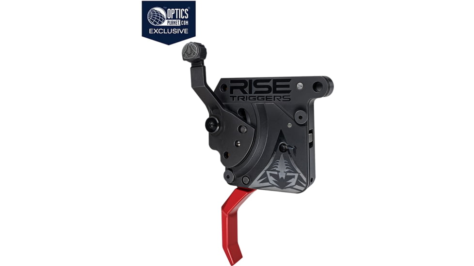 OpticsPlanet Exclusive Rise Armament OPMOD Reliant Hex-C Action Drop-in Rifle Trigger, Remington 700, Curved, 2-5lb, Black/Red, 850062094192