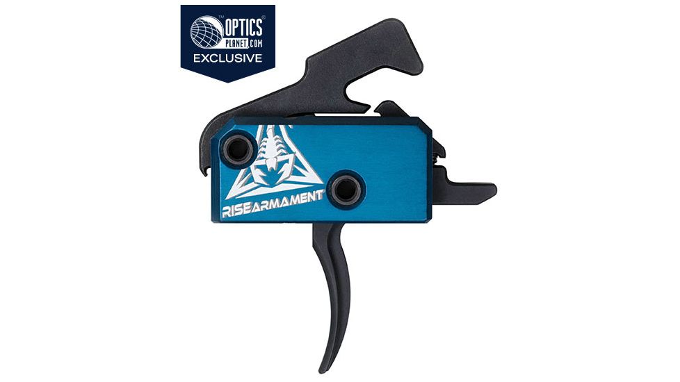 OpticsPlanet Exclusive RISE Armament RA-240 Enhanced Rifle Trigger, Curved, 3.5lb Pull, Blue/Black, RA-240-ERT
