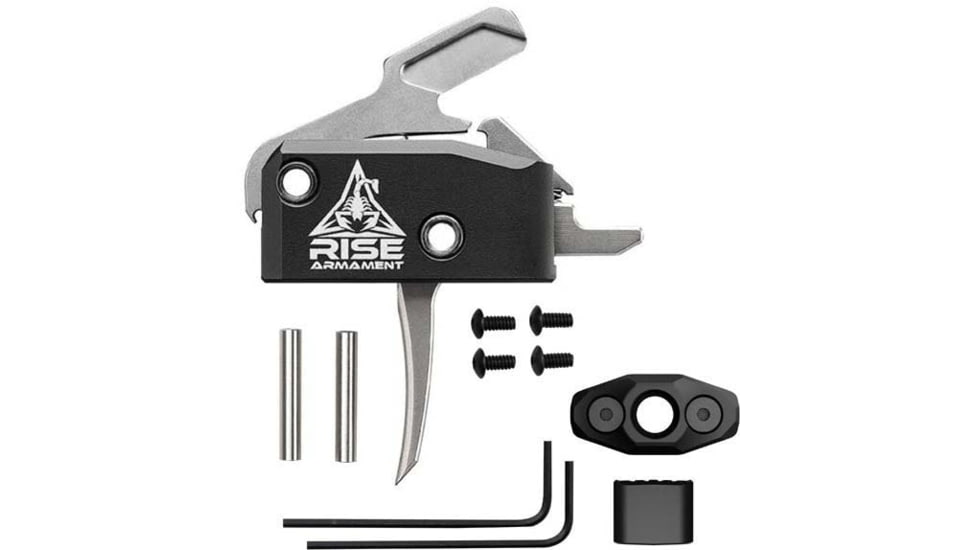 OpticsPlanet Exclusive RISE Armament RA-434 High Performance Trigger, Single Stage System, 3.4lb Pull Weight, Silver, RA-434-SLVR-601-010-BLK