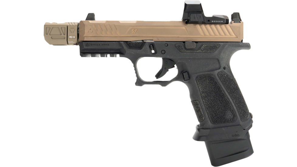 OpticsPlanet Exclusive Strike Industries Micro QUAD V Threaded 9mm Compensator, 1/2x28, Cerakote, Flat Dark Earth, SI-MC-QUAD-V-FDE