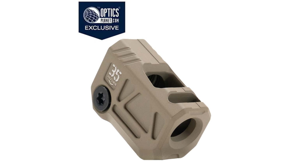 OpticsPlanet Exclusive Strike Industries Micro QUAD V Threaded 9mm Compensator, 1/2x28, Cerakote, Flat Dark Earth, SI-MC-QUAD-V-FDE
