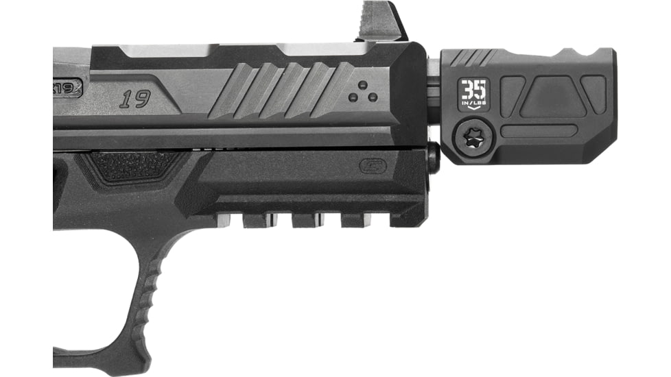 OpticsPlanet Exclusive Strike Industries Strike Micro QUAD V Threaded 9mm Compensator, 1/2x28, Black, SI-MC-QUAD-V