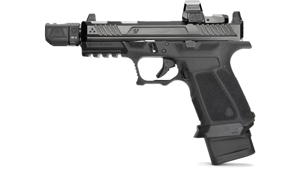 OpticsPlanet Exclusive Strike Industries Strike Micro QUAD V Threaded 9mm Compensator, 1/2x28, Black, SI-MC-QUAD-V