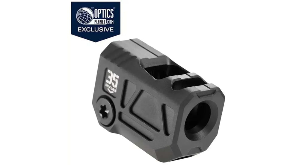 OpticsPlanet Exclusive Strike Industries Micro QUAD V Threaded 9mm Compensator, 1/2x28, Phosphate, Black, SI-MC-QUAD-V