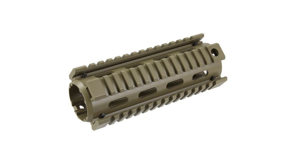 OpticsPlanet Exclusive M4 Cerakote Quad Rail Handguard, Carbine Length, Cerakote, Flat Dark Earth, NSN N, XOP-M4QRC