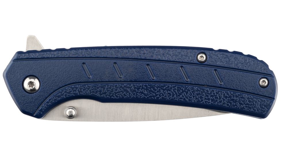 OpticsPlanet Exclusive OpticsPlanet Spring Assisted Folding Knife, 7.5in Overall, Blue Handle, Silver Steel Blade, OP-A094