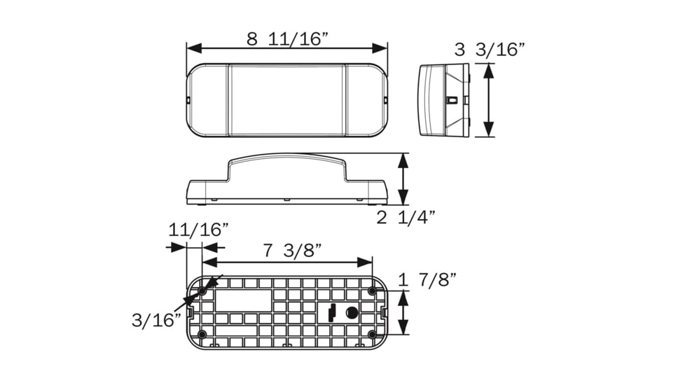 Optronics Led RV Combination Tail Light With Base - Passenger Side, White, RVSTL60S