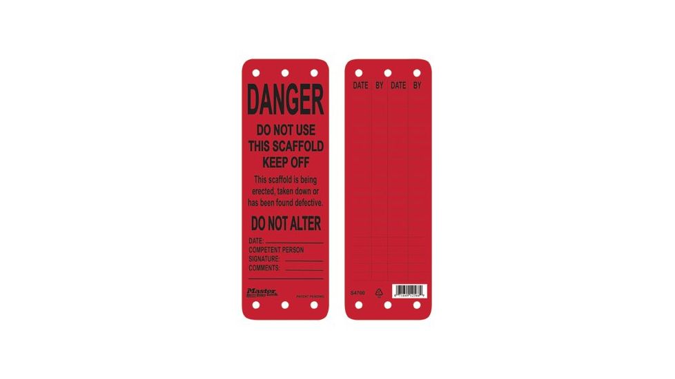Master Lock Green Scaffold Tags - Okthis S 470-S4702, Unit EA