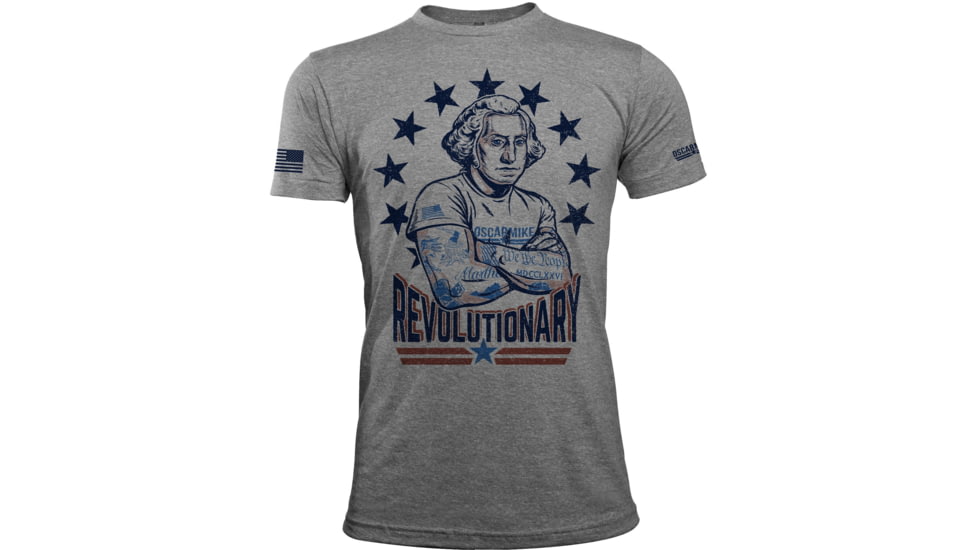 Oscar Mike George Washington Tee - Mens T-Shirts, Tri Grey, L, M-OM-TRIGREY-01-0022-L