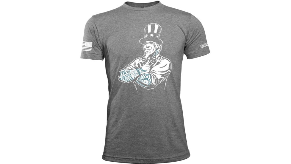 Oscar Mike Uncle Sam Tee - Mens T-Shirts, Tri Grey, XL, M-OM-TRIGREY-01-0110-XL