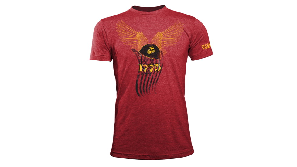 Oscar Mike USMC First To Fight Tee, Heathered Red, Large, M-OM-HTRRED-01-0398-L