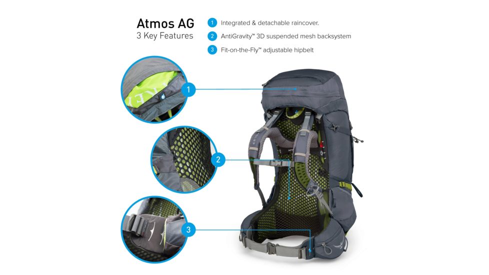 Osprey Atmos AG 50 Pack - Men's, Abyss Grey, Medium, 10001429
