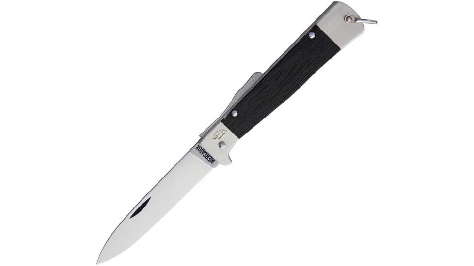 OTTER-Messer 10926RAU Mercator Lockback Drop Point with Smoked Oak Wood Handle, 3.25in Satin Carbon Steel Blade, Oak Handle, 10-926 RU