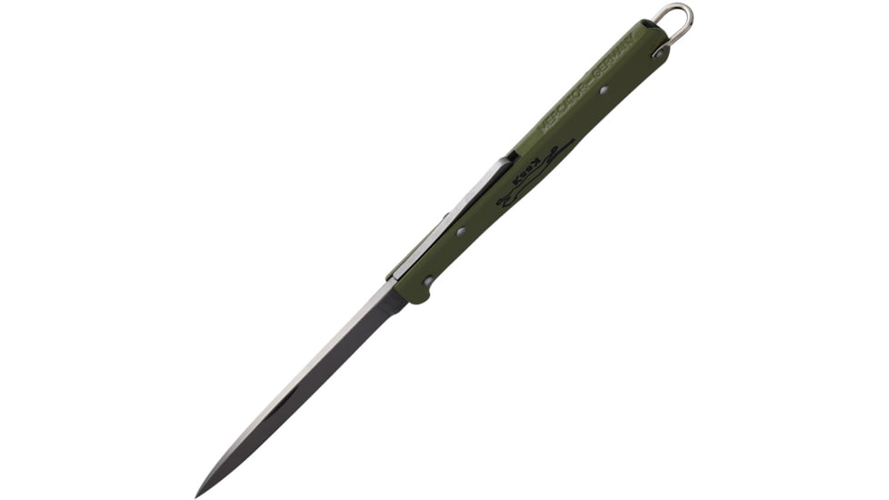 OTTER-Messer Large Mercator Carbon Folding Knife, 4.38in Closed, 3.38in Satin Carbon Steel Spear Point Blade, Olive Stainless Steel Handle, 10-426 K OL