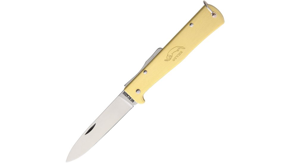 OTTER-Messer Mercator Brass Large Carbon Folding Knife,3.25in,Carbon Steel L154B
