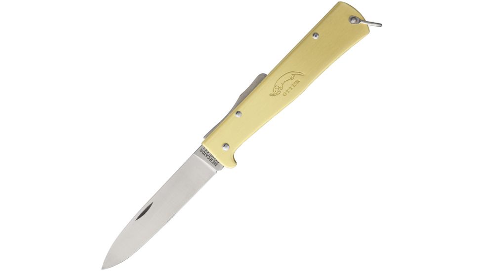 OTTER-Messer Mercator Brass Lockback Folding Knife,3.5in,Stainless Steel,Standard Edge,Satin,Brass Handle OTT10726R
