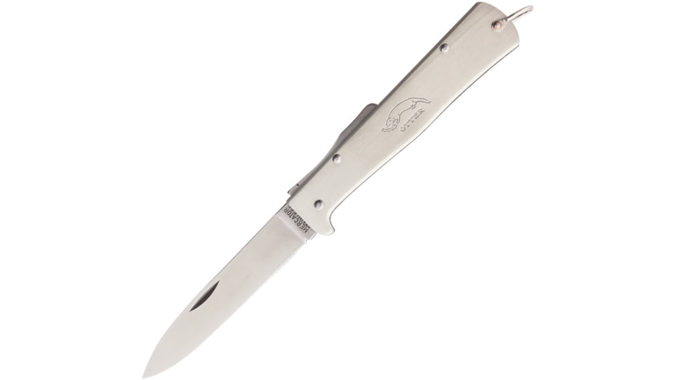 OTTER-Messer Mercator Lockback Folding Pocket Folding Knife, 3.5in Satin Drop Point, Brushed SS Handle, Bail, 10-826 RG R