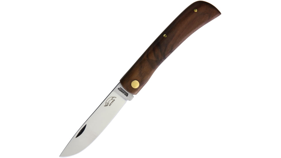 OTTER-Messer Small Hippekniep Folder Walnut Folding Knife, 2.63 satin finish carbon steel blade, Walnut handle, 144 WNB
