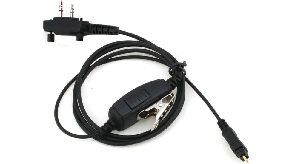 OTTO Engineering One Wire Surveillance 2-Pin Connector w/2 Screws Kit w/ In-Line Ergonomic PTT f/ ICOM, Black, E1-1W2CS131