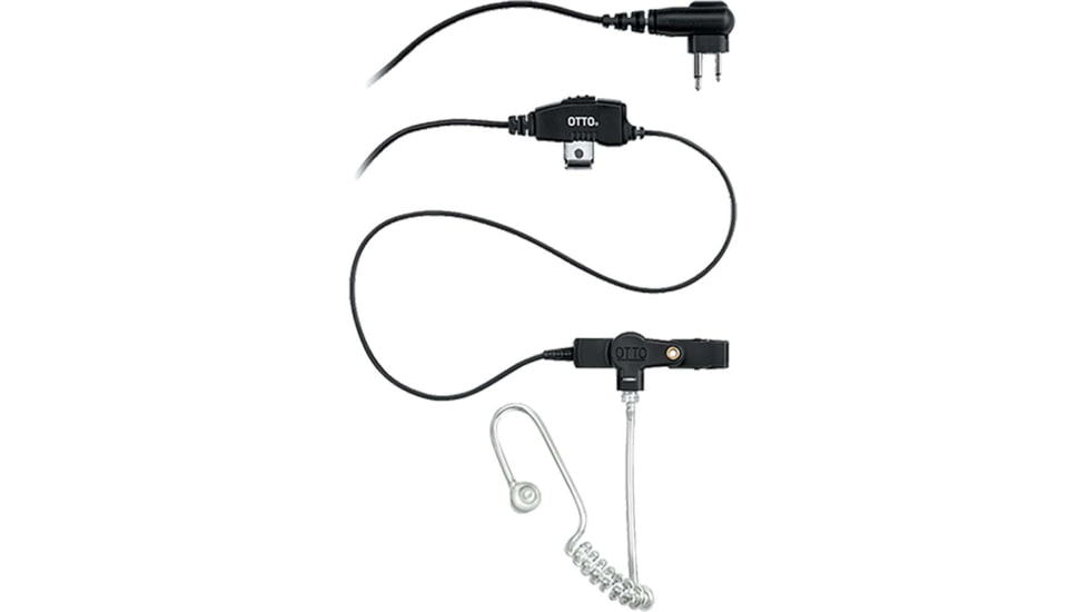 OTTO Engineering Quick Disconnect 2-Pin Connector Acoustic Tube w/ In-Line PTT and Microphone, Black, E1-EA2KA131