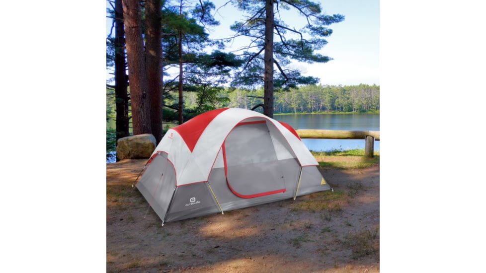 Outbound 6-Person 3-Season Lightweight Dome Tent w/Carry Bag and Rainfly, Red, CTI0765451