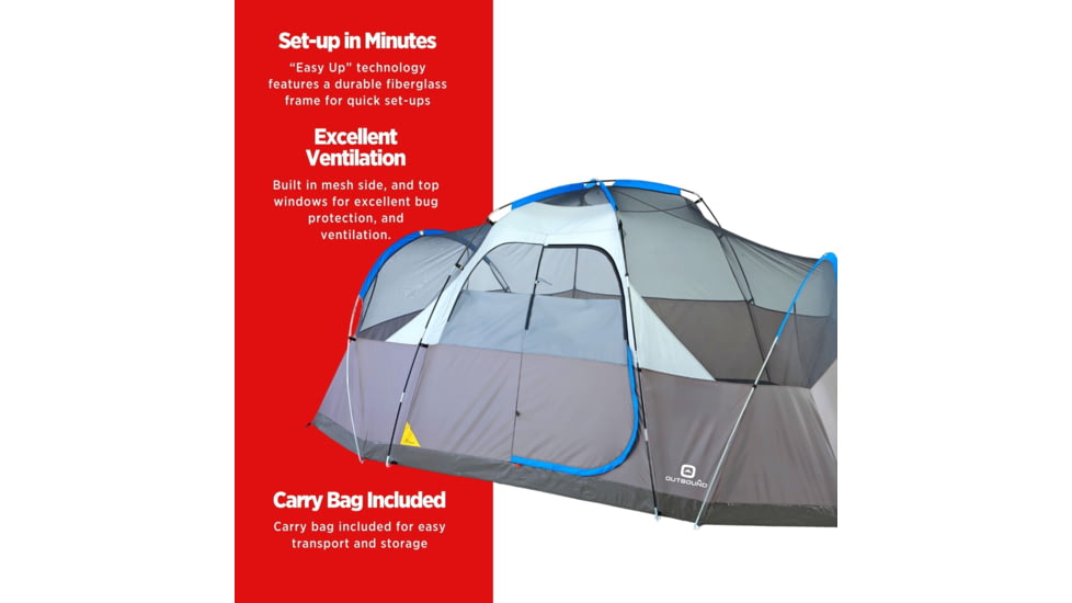 Outbound 8-Person 3-Season Lightweight Dome Tent w/Carry Bag and Rainfly, Blue, CTI0765455