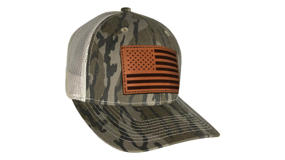 Outdoor Cap Bottomland Trucker w/ USA Flag Leather Patch, USA771CAMO