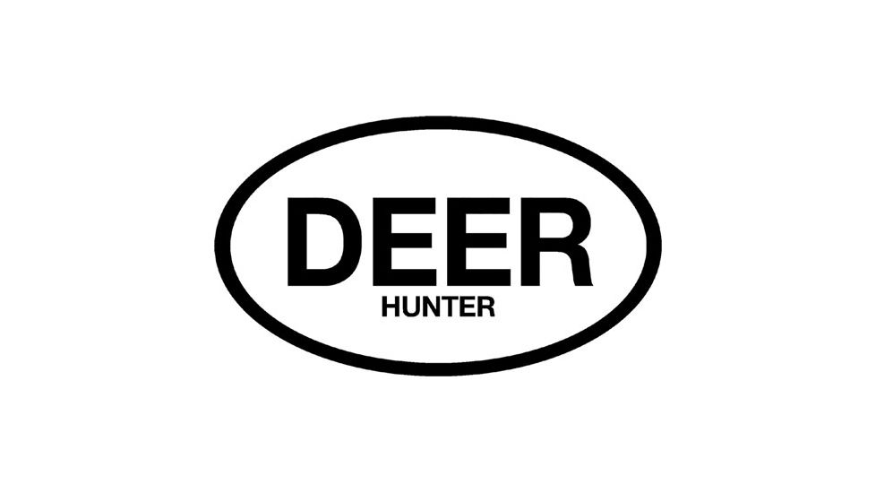 Outdoor Decals Deer Hunter Oval 6''x3.5'' Black On White