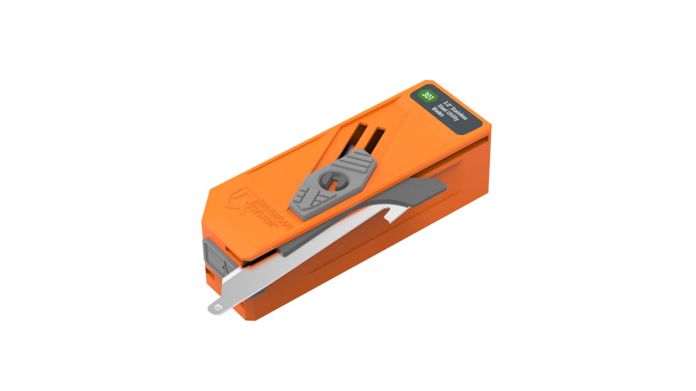 Outdoor Edge Cutlery 3in Stainless Steel Utility Blade Dispenser, 12 Blades, Orange, Clam Pack, RRU30D-12C