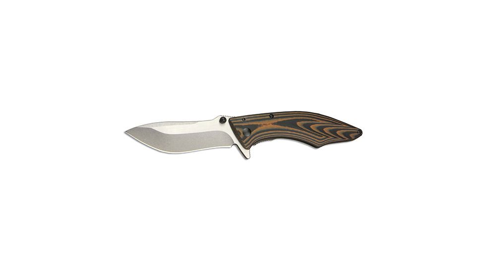 Outdoor Edge Cutlery Conquer Folding Knife,Medium,3in 8Cr13MoV Stainless Plain Edge Blade,3D Milled Brown/Black Handle CQ-30