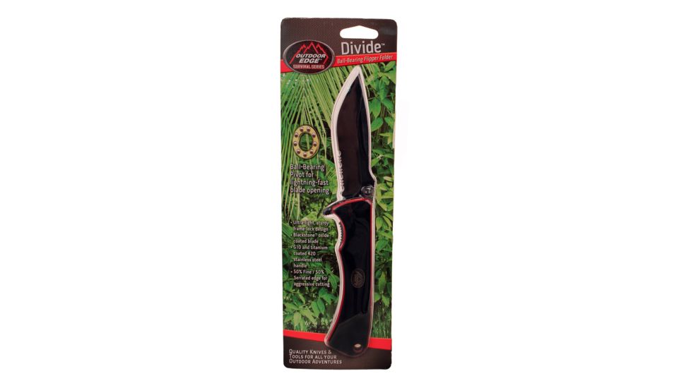 Outdoor Edge Cutlery Divide Folder Knife Serrated, Black, DV-10SC