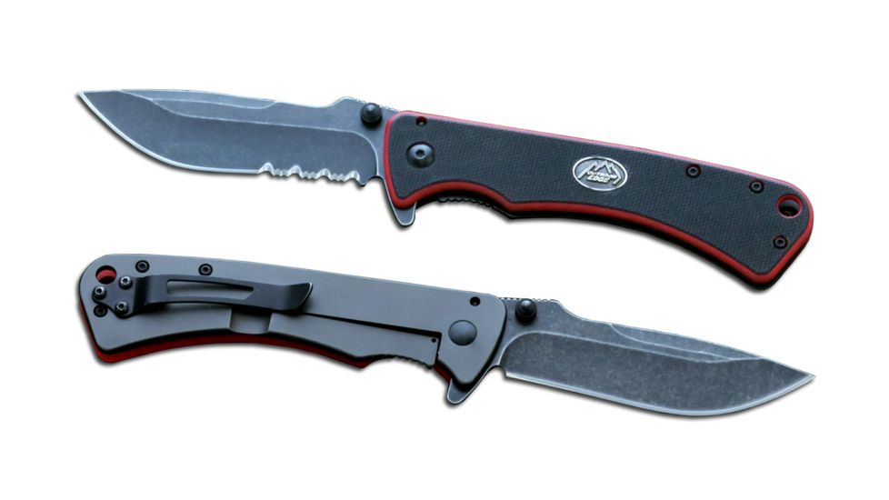 Outdoor Edge Cutlery Divide Survival Knife (50% Serrated), Black/ Red DV-10S