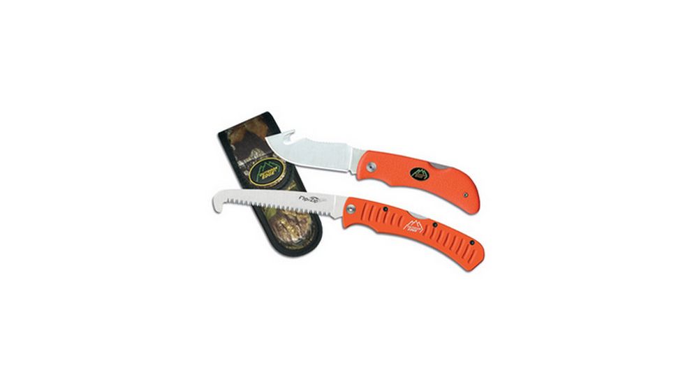Outdoor Edge Cutlery Grip Hook Combo Folder Knife, Orange Handles, Clam Pack, 3.2in. Grip Hook Blade, 4.4in. Blade Saw 101960