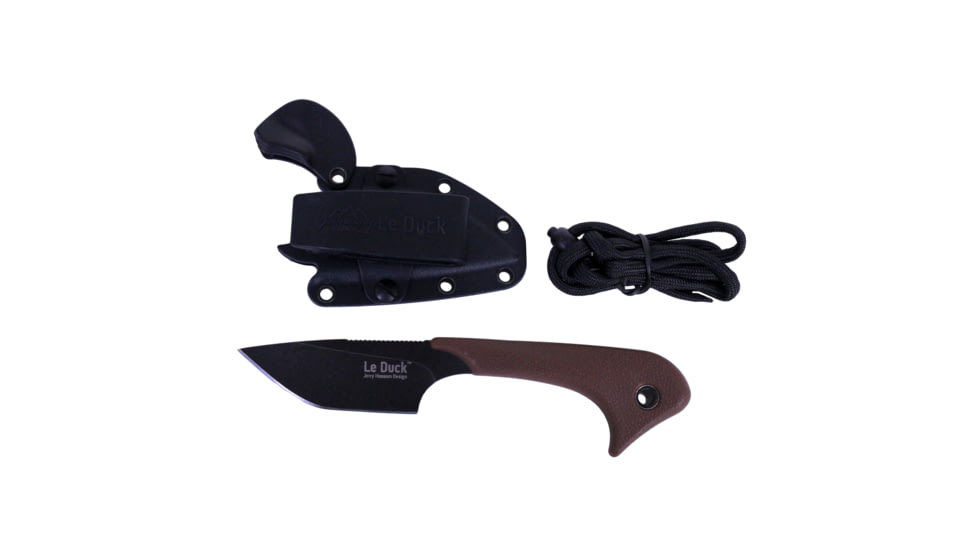 Outdoor Edge Cutlery Le Duck Fixed Blade Knife,2.5in 8Cr14 Stainless Blade,Brown/Black Rubberized TPR Handle LD-10
