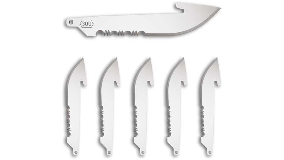 Outdoor Edge Cutlery 3in Serrated Drop Point Black Blade Pack, Black Oxide, Drop Point Blades, 6 Pack, RRS30-6C